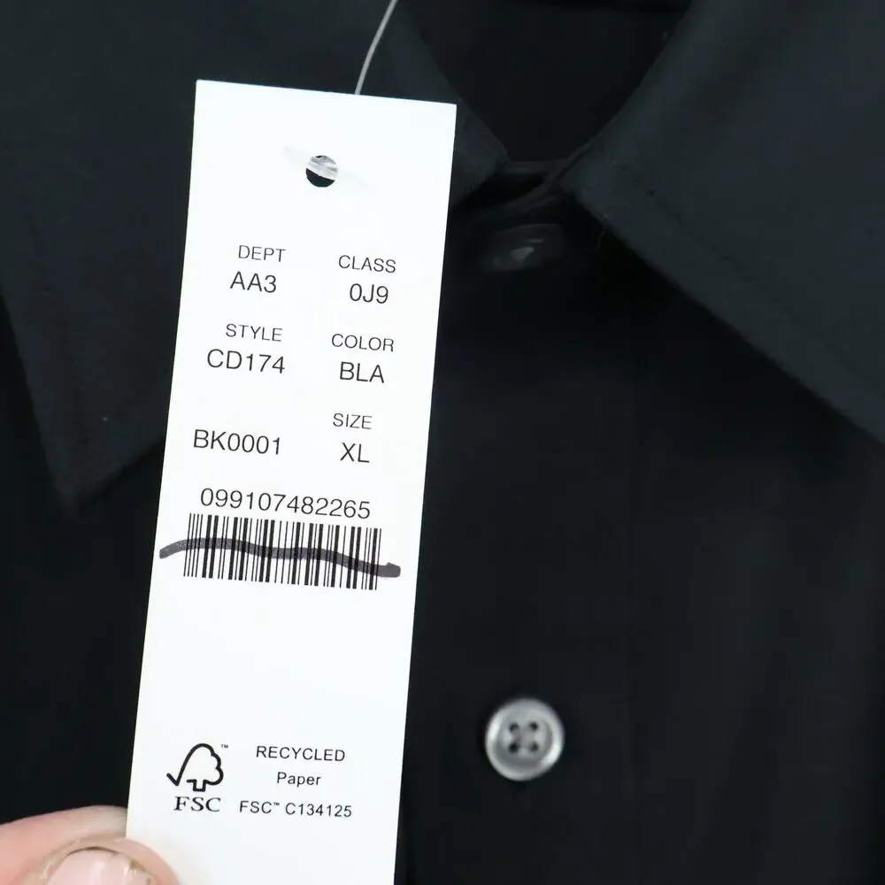J.Crew Men's Bowery Wrinkle Free Dress Shirt Point Collar Black Size XL NWT